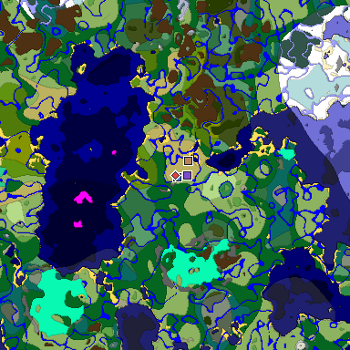 Predicted biome map of Java 1.19.2 seed -7799710146000116940 around estimated spawn