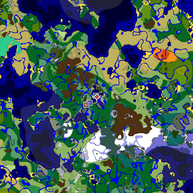 Predicted biome map of Java 1.19.2 seed -5549201684875061943 around estimated spawn