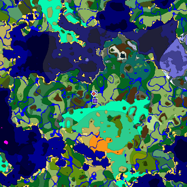 Predicted biome map of Java 1.19.2 seed 4783669603117196363 around estimated spawn