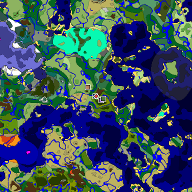 Predicted biome map of Java 1.19.2 seed -118772488444188215 around estimated spawn
