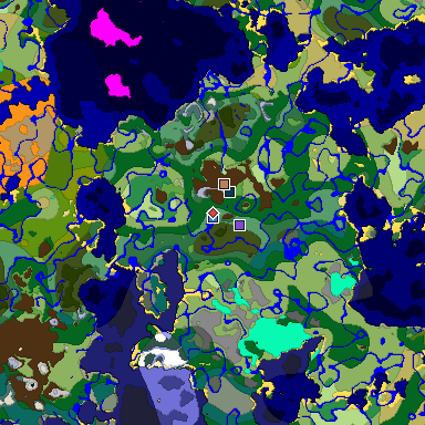 Predicted biome map of Java 1.19.2 seed 5145486160698573315 around estimated spawn