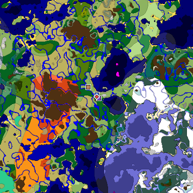 Predicted biome map of Java 1.19.2 seed 8903791803417283976 around estimated spawn