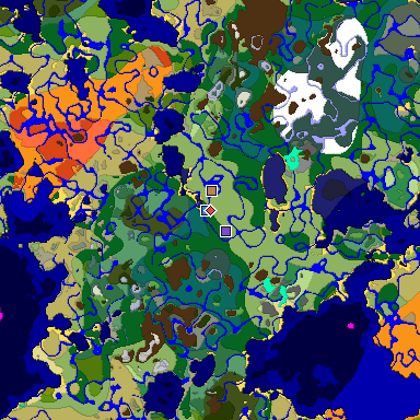 Predicted biome map of Java 1.19.2 seed 1902878548365732071 around estimated spawn
