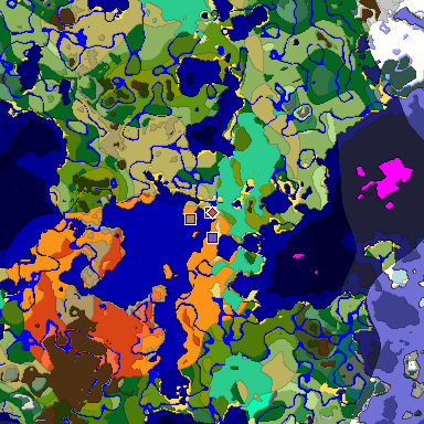 Predicted biome map of Java 1.19.2 seed -6539595678476302605 around estimated spawn