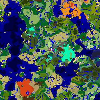 Predicted biome map of Java 1.19.2 seed -6151804294254491556 around estimated spawn