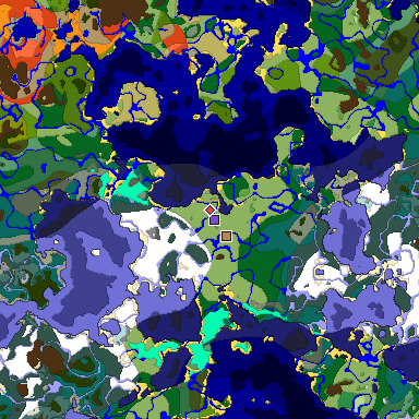 Predicted biome map of Java 1.19.2 seed -5007166061901914061 around estimated spawn