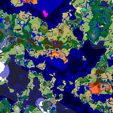 Predicted biome map of Java 1.19.2 seed 259819204710552068 around estimated spawn