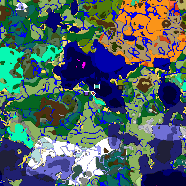 Predicted biome map of Java 1.19.2 seed -357527192288347955 around estimated spawn