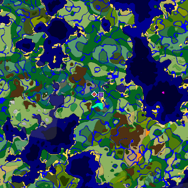 Predicted biome map of Java 1.19.2 seed -4368938752010692775 around estimated spawn