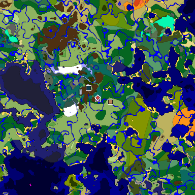 Predicted biome map of Java 1.19.2 seed 7517256764317019416 around estimated spawn