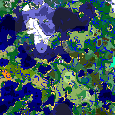 Predicted biome map of Java 1.19.2 seed -6802659981255011286 around estimated spawn