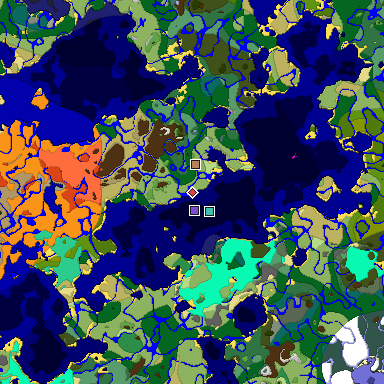 Predicted biome map of Java 1.19.2 seed 1789631504172317570 around estimated spawn