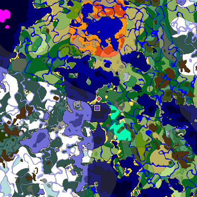 Predicted biome map of Java 1.19.2 seed 5682318806873693120 around estimated spawn