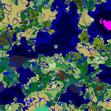 Predicted biome map of Java 1.19.2 seed 6164550070948247485 around estimated spawn