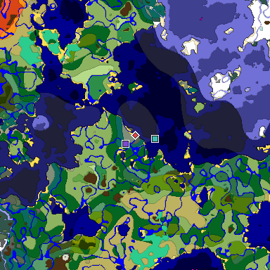 Predicted biome map of Java 1.19.2 seed 1449543395645198078 around estimated spawn