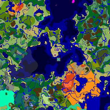 Predicted biome map of Java 1.19.2 seed 8243174844915373172 around estimated spawn
