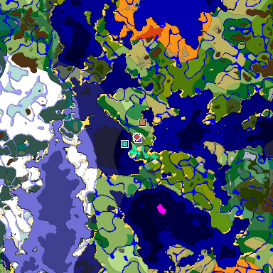 Predicted biome map of Java 1.19.2 seed -4037960995141103987 around estimated spawn