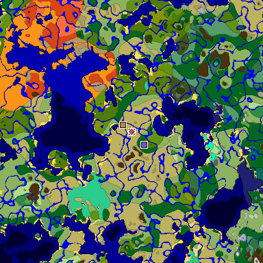 Predicted biome map of Java 1.19.2 seed 6614931553319075395 around estimated spawn