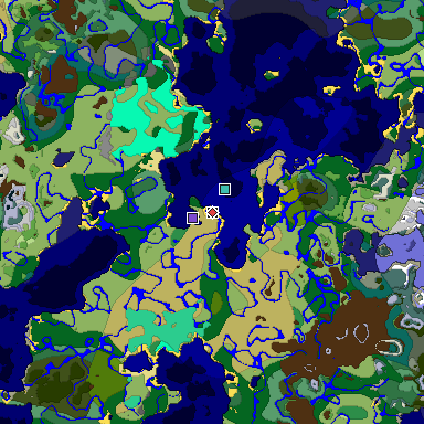 Predicted biome map of Java 1.19.2 seed -4079091131434151128 around estimated spawn