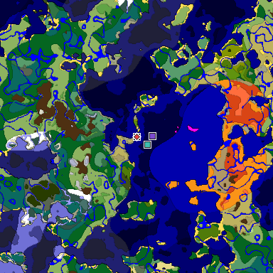 Predicted biome map of Java 1.19.2 seed -6284699765271194482 around estimated spawn