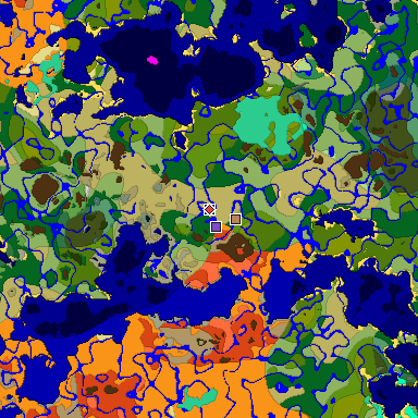 Predicted biome map of Java 1.19.2 seed 8022677678486898989 around estimated spawn