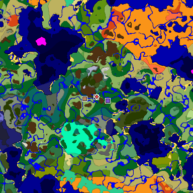 Predicted biome map of Java 1.19.2 seed -814227350826490505 around estimated spawn