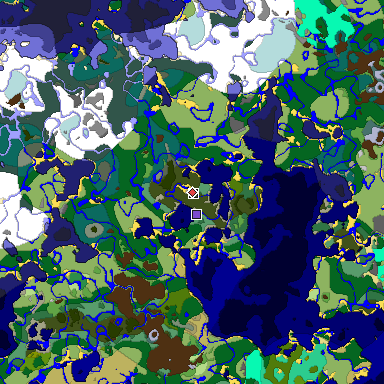 Predicted biome map of Java 1.19.2 seed -5341268341737910994 around estimated spawn
