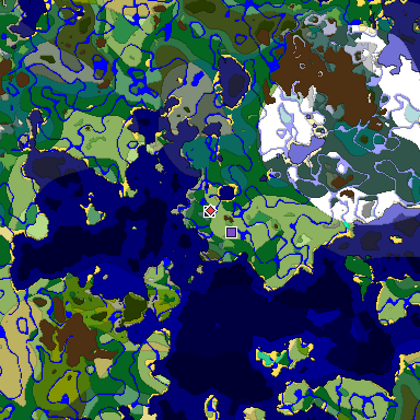 Predicted biome map of Java 1.19.2 seed -5810403603758294283 around estimated spawn