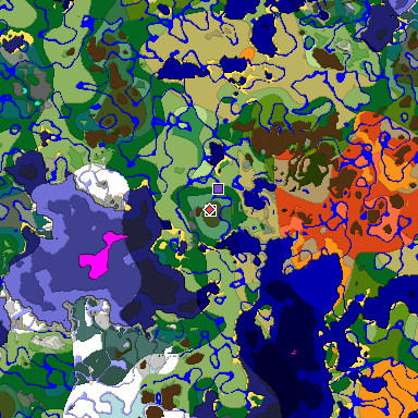 Predicted biome map of Java 1.19.2 seed 5475560728291934478 around estimated spawn