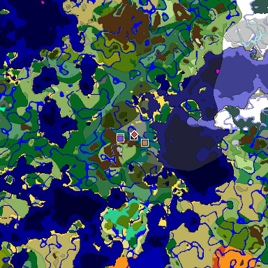 Predicted biome map of Java 1.19.2 seed 722438238881036517 around estimated spawn