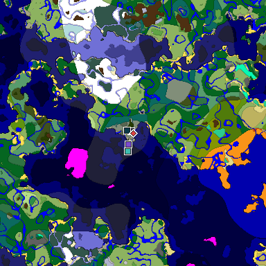 Predicted biome map of Java 1.19.2 seed -534108007686945704 around estimated spawn