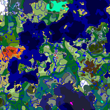 Predicted biome map of Java 1.19.2 seed -965691806813464406 around estimated spawn