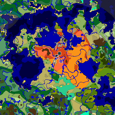 Predicted biome map of Java 1.19.2 seed 2053642493504229448 around estimated spawn