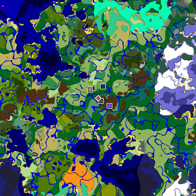 Predicted biome map of Java 1.19.2 seed -7138520179034914088 around estimated spawn