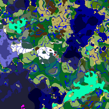 Predicted biome map of Java 1.19.2 seed 8474307936923673070 around estimated spawn