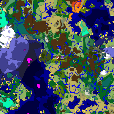 Predicted biome map of Java 1.19.2 seed -7522266195386794576 around estimated spawn