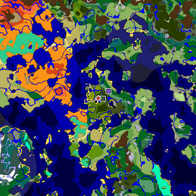 Predicted biome map of Java 1.19.2 seed -5457863870432119235 around estimated spawn