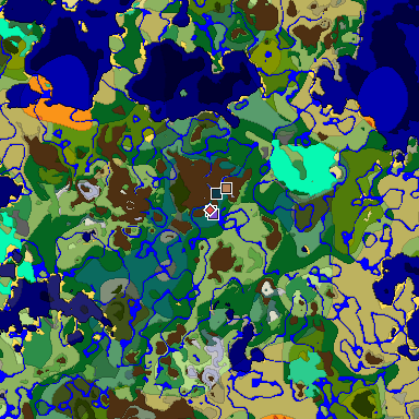 Predicted biome map of Java 1.19.2 seed 1109118275937104256 around estimated spawn