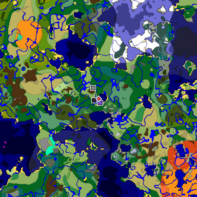 Predicted biome map of Java 1.19.2 seed -6722756265563581210 around estimated spawn