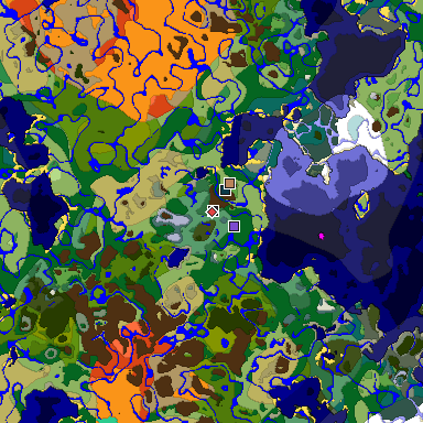 Predicted biome map of Java 1.19.2 seed 9022616564970048456 around estimated spawn