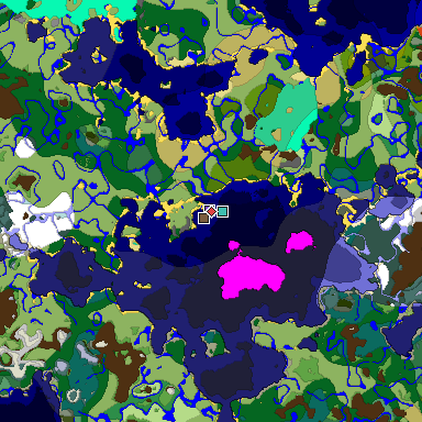 Predicted biome map of Java 1.19.2 seed 155369840305302287 around estimated spawn