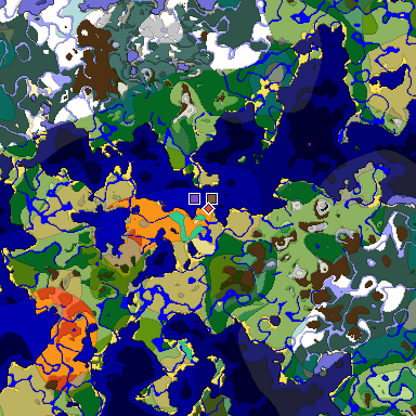 Predicted biome map of Java 1.19.2 seed -6565760972127256669 around estimated spawn