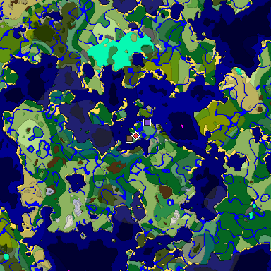 Predicted biome map of Java 1.19.2 seed -3414441996774576526 around estimated spawn