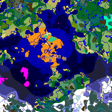 Predicted biome map of Java 1.19.2 seed -4592107102332469158 around estimated spawn