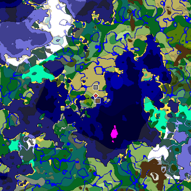 Predicted biome map of Java 1.19.2 seed -4156853708457931701 around estimated spawn