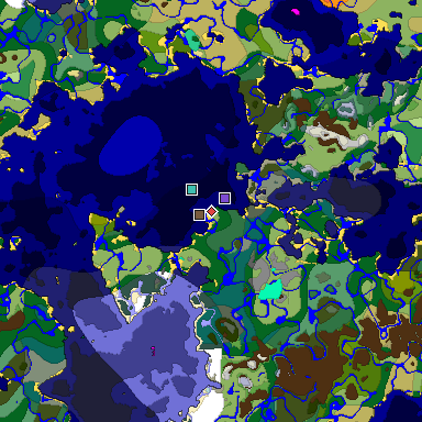 Predicted biome map of Java 1.19.2 seed -4949405509214766403 around estimated spawn