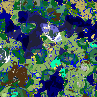 Predicted biome map of Java 1.19.2 seed -4219680404823848670 around estimated spawn