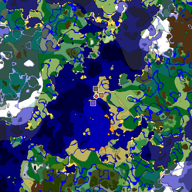 Predicted biome map of Java 1.19.2 seed -3349375518189976399 around estimated spawn