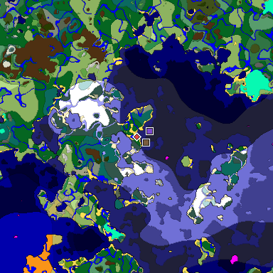 Predicted biome map of Java 1.19.2 seed -3750509642938453351 around estimated spawn