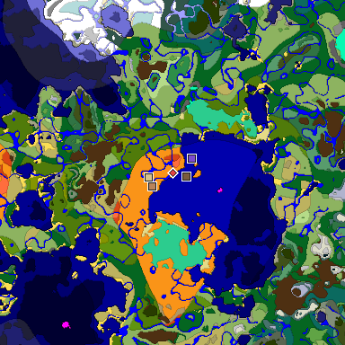 Predicted biome map of Java 1.19.2 seed 8274303438207873872 around estimated spawn